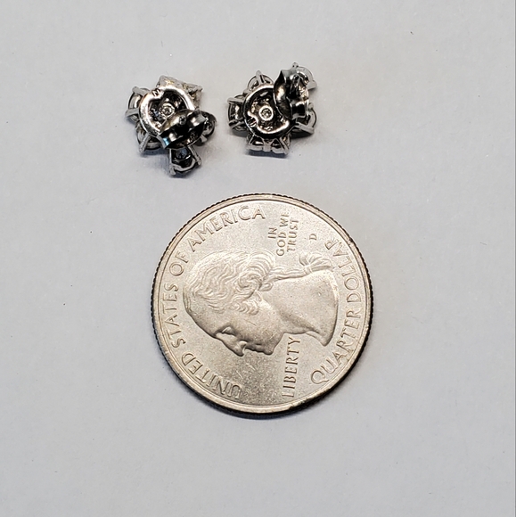 Nadri Rhodium Plated Crystal Cluster Stud Earrings - Picture 6 of 6